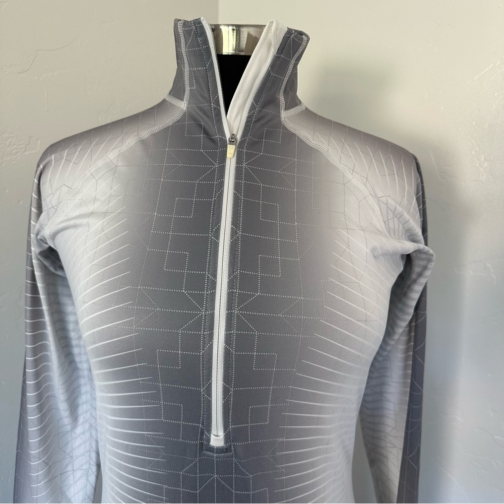Nike PRO Dri-Fit Fleece 1/4 Zip White Grey Top Size M - Picture 3 of 12